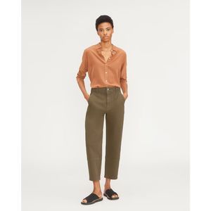 Everlane The Utility Barrel Pant Dark Moss Green Organic Cotton Size 10 NWT